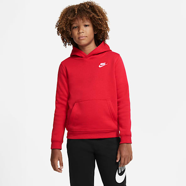 Boys Red Hoodies Pullovers. Nike